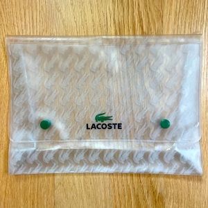 lacoste clear pouch Bag Storage snap close logo alligator 10.25”x 7.25” x 3.75”